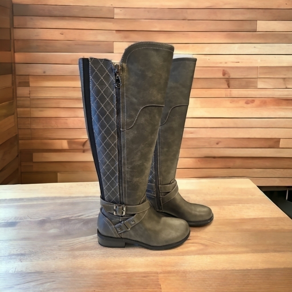 Gbg by Guess Hayden Gray quilted riding tall boots sz 5 NEW